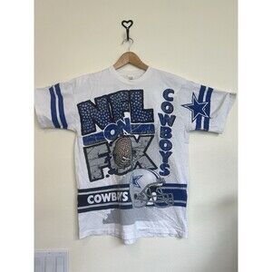 Vtg 1996 NFL On Fox Dallas Cowboys‎ All Over Print Shirt Sz XL NFL Single Stitch